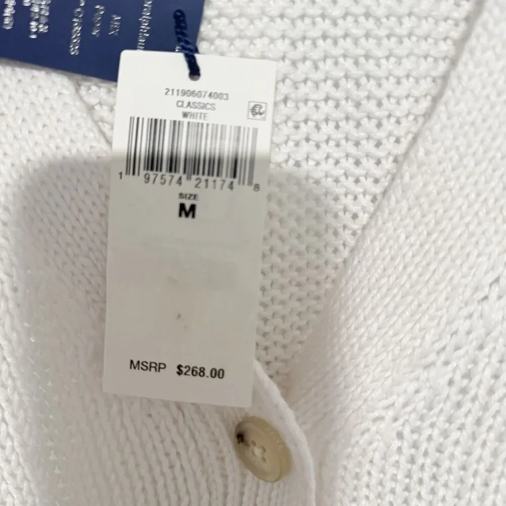 Polo Ralph Lauren Women’s Linen-Cotton V-Neck White Cardigan Sz Medium NWT